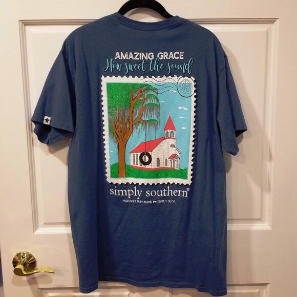 Ladies' Simply Southern S/S Tee with "Amazing Grace" graphic, Size L, EUC - Picture 4 of 11